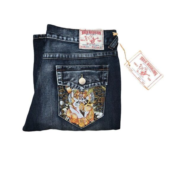 Brand New Vintage True Religion Embroidered Jeans Size 36 JOEY Blue - Picture 8 of 15